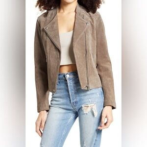 Blank NYC Taupe Suede Moto Jacket